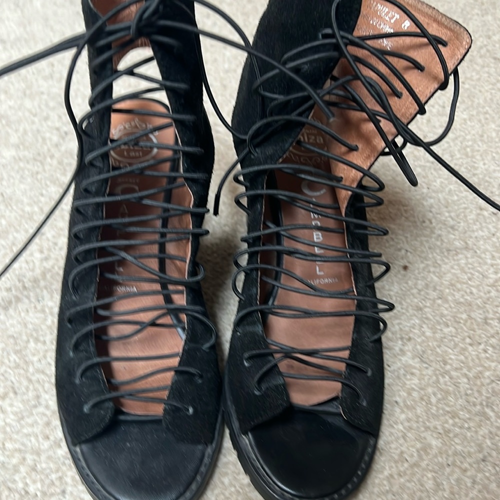 Jeffery Campbell Shoes Lace Up Suede Open Toe Unique